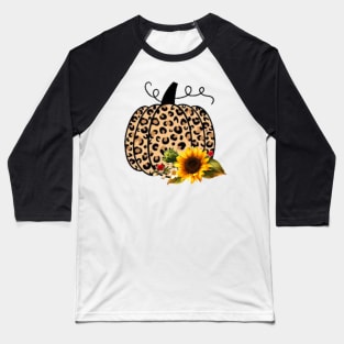 Leopard Pumpkin With Sunflower Baseball T-Shirt